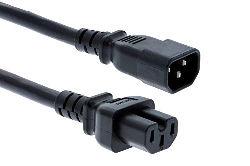 BOXNUBE C14 to C15, 10A, 250V Desktop Switch Network Hub Power Extension Cord with Cut Black (PC-C15-C14) BOXNUBE C14 to C15, 10A, 250V Desktop Switch Network Hub Power Extension Cord with Cut Black (PC-C15-C14)